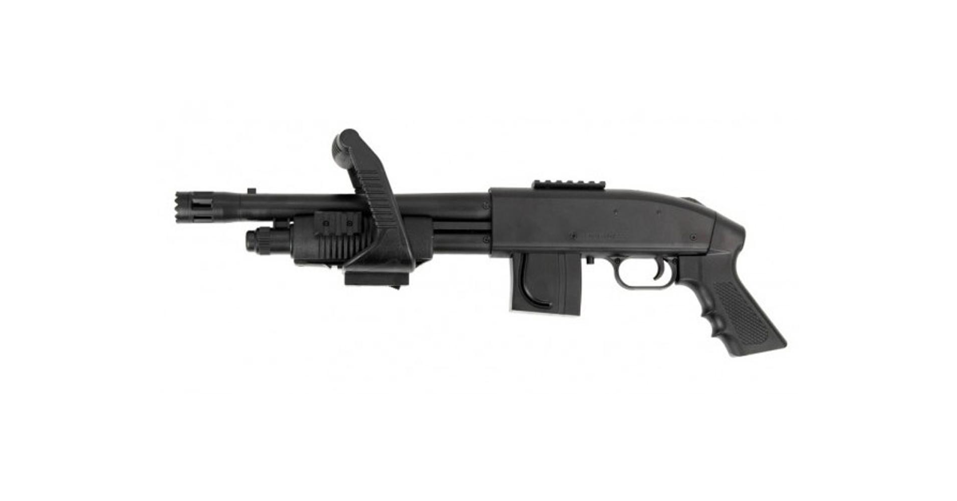 Mossberg M590 Chainsaw airsoft shotgun Rugós működés